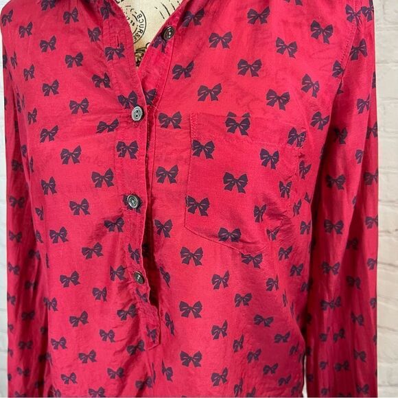 J Crew Boy popover in bows size 0 silk blend - Picture 2 of 10